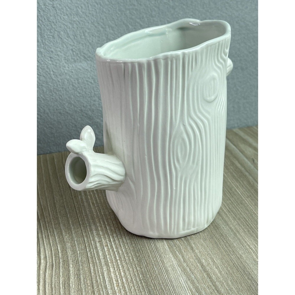Vintage Sherry Olsen Vase Anthropologie Woodland Bark Tree Stump Butterfly 6” - Picture 2 of 11